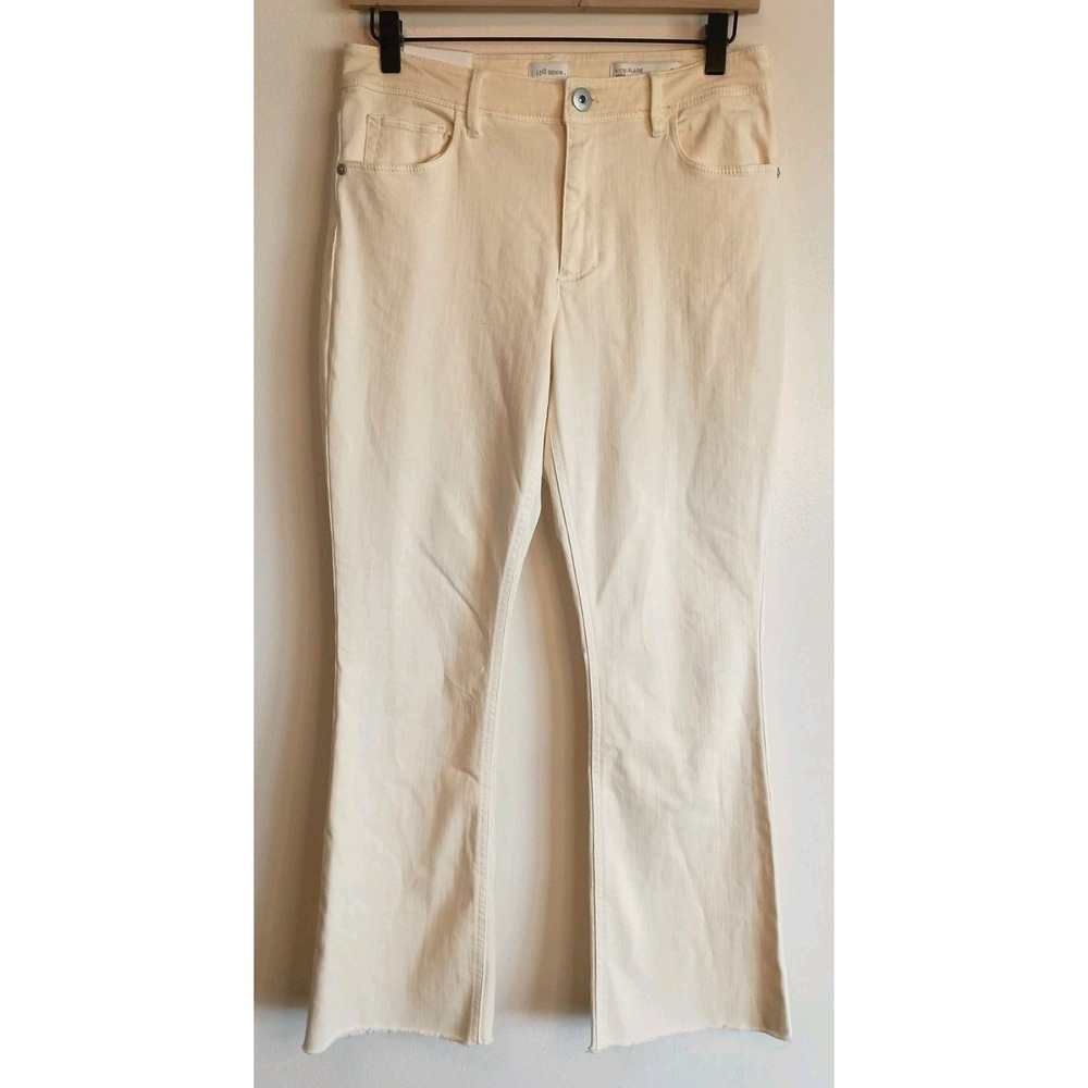 J.Jill Kick Flare Ankle Jeans Size 4 Light Yellow Raw Hem Stretch Denim NEW